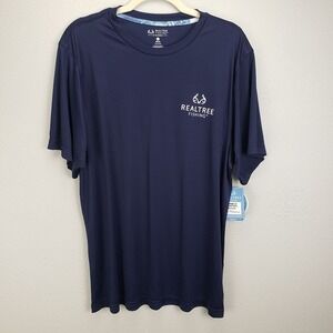 Realtree Men's Size L Waikiki Performance Fishing Tee Dark Blue UPF‎ 50 New